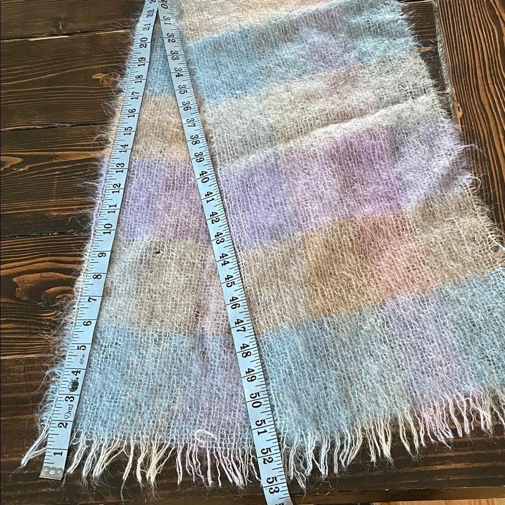 Vintage Mohair Argyle Rectangular Plaid Multicolor Scarf - Picture 9 of 10